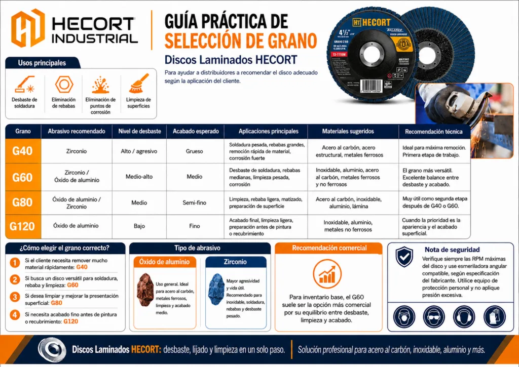 Discos Laminados HECORT Guía de Grano G40 a G120