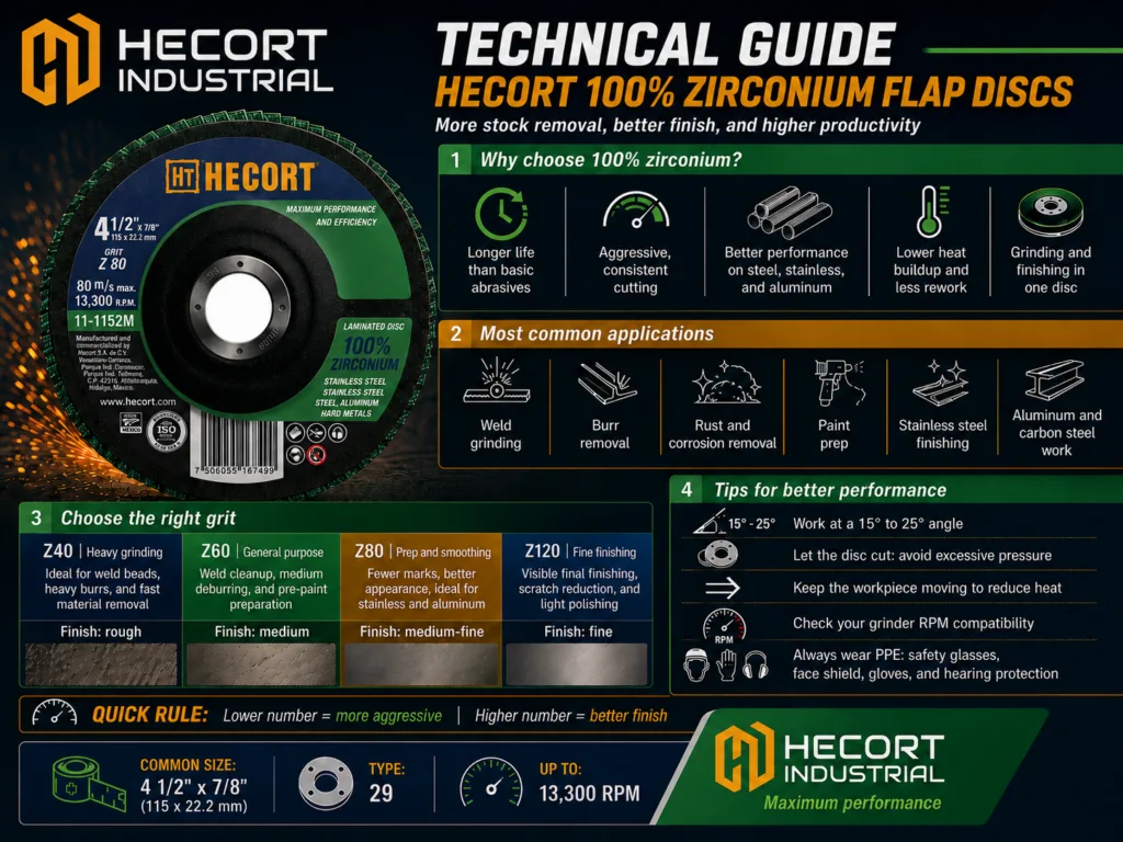 HECORT 100� Zirconium Flap Discs Z40-Z120 Guide