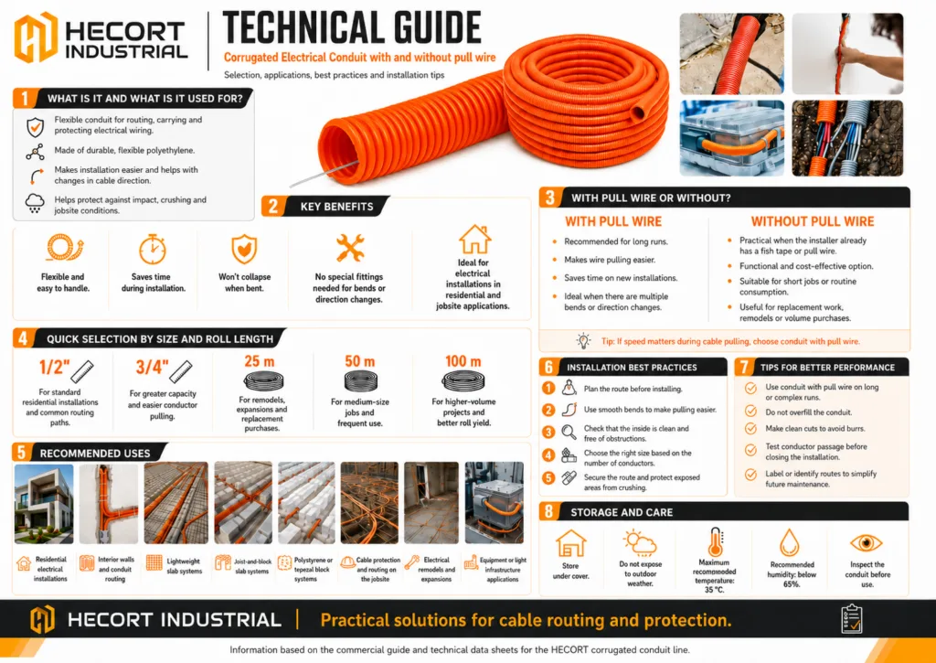 HECORT Corrugated Electrical Conduit Pull Wire Guide