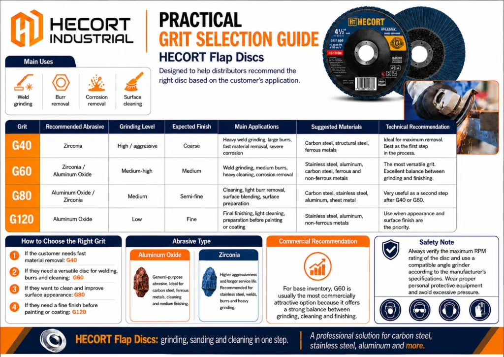 HECORT Flap Discs Grit Selection Guide G40 to G120