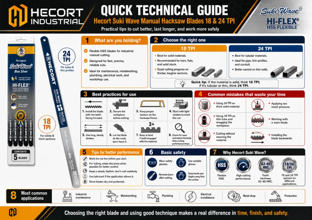 HECORT Suki Wave Hacksaw Blades 18 and 24 TPI Guide