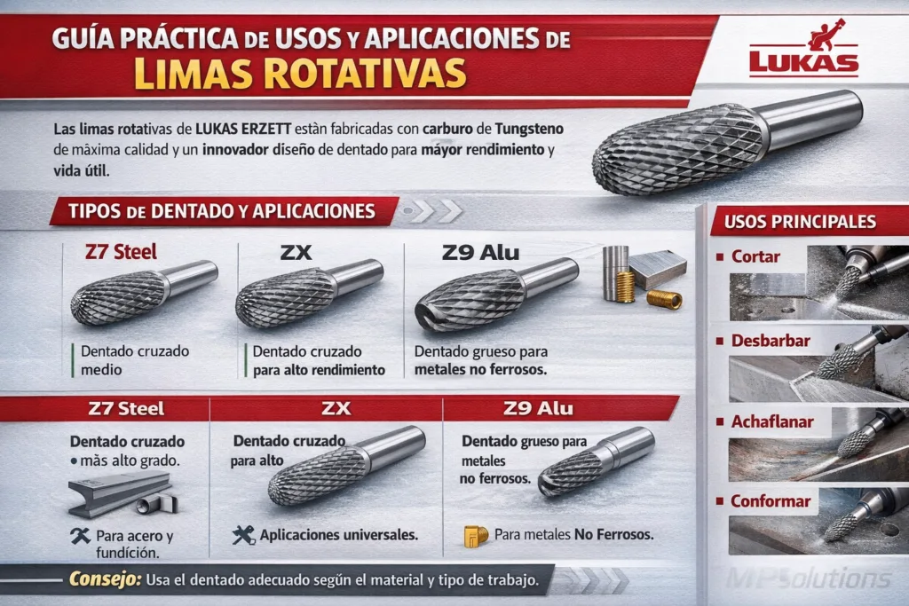 Limas Rotativas LUKAS Guía de Dentados y Aplicaciones
