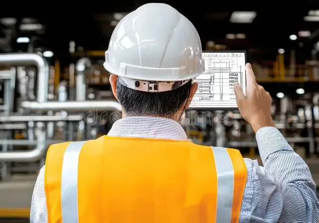 Ingeniero + comprador revisando BOM requisición en planta